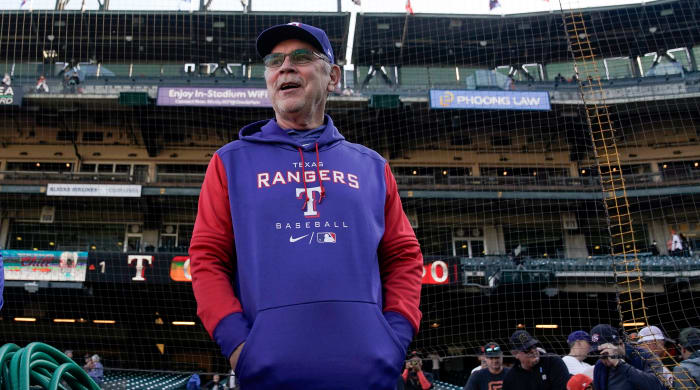 Rangers manager Bruce Bochy before a game vs. the Giants.